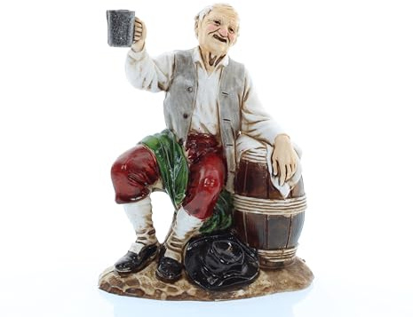 Moranduzzo Uomo che beve per Presepe da Cm 12 Scala 1:15 -Statuine Presepe Indistruttibili - Stile 700', Pittura Rifinita a Mano, Prodotto Ufficiale, Made in Italy, Scultore M. Landi