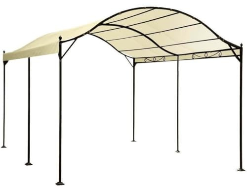 MilaniHome.it - Gazebo 3x4 A Onda in Metallo Ferro Nero con Telo Beige per Esterno Giardino Ricovero Copri Autodi coloreAntracite