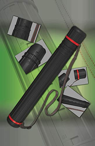 Alevar Tubo Porta Disegno Estensibile da 60 cm a 100 cm, Tracolla regolabile e Sistema di Bloccaggio a Rotazione Sulla Lunghezza, Diametro 8,5 cm, Colore Nero, Confezione da 1 Pezzo