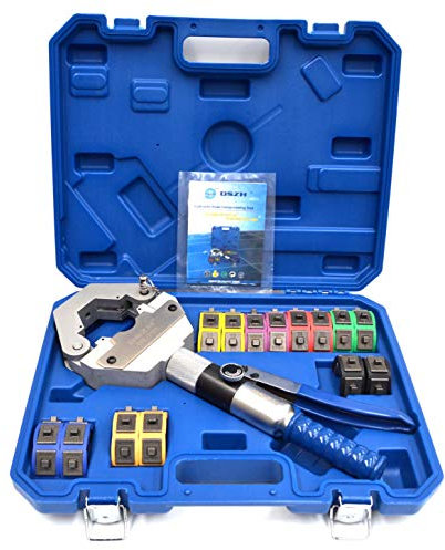 3S SuperSamaStore Pinza Crimpatrice Idraulica per Raccordi A/C Auto, Pressa Portatile per Tubi in Gomma Flessibili, Kit con 7 Matrici Ø 6, 8, 10, 12, 6SRB, 10SRB, 12SRB, in Valigetta