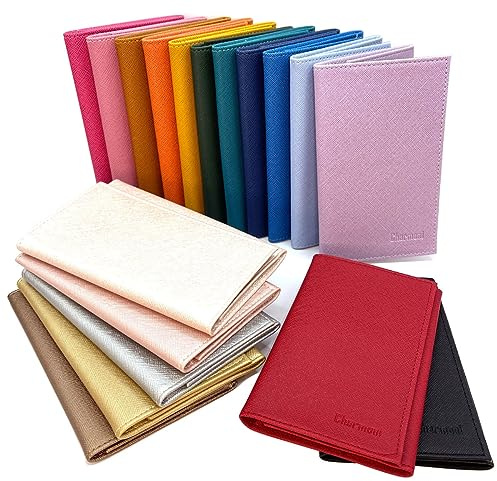 Charmoni – Funda portapapel de coche de 3 pliegues – Funda para tarjeta gris para tarjetas de identificación, seguro – piel de vaca – 9 cm x 14,5 cm
