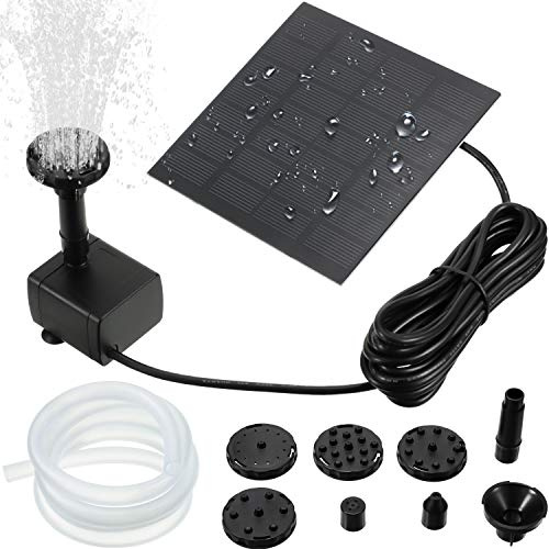 Mudder Solar Fountain Pump 1.5W 200L/H Solar Powered Panel Water Pump Garden Floating Pump with 6 Nozzles, Silicone Clear Tubing for Garden, Pool, Pond, Aquarium, Fountain Supplies