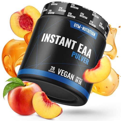 EAA Pulver hochdosiert – 500g essentielle Aminosäuren – EAAs Komplex | Reich an BCAA, Ice Tea Peach – vegan, produziert in Deutschland, laborgeprüft