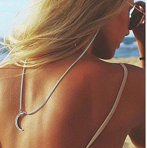 Yienate Boho-Brillenketten mit Strass-Mond-Anhänger, rutschsichere Brillenkette, Brillen-Zubehör, Brillen-Halterung, Sonnenbrillen-Halter, für Damen und Mädchen (Silber)