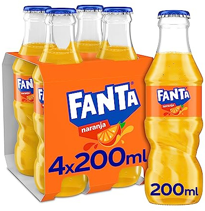 Fanta Naranja Refresco Bajo en Calorías Pack 4 Vidrio 200 ml