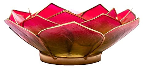 Porta candela a forma di petalo di loto rosa, verde e oro