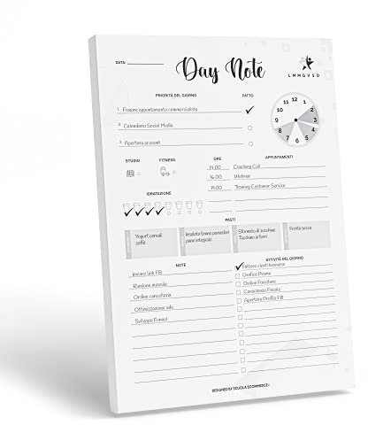Daily Planner Day Note - Agenda 2025 giornaliera - To do list Planner A4 con 60 Fogli a strappo - Pianifica le tue giornate per migliorare la tua vita professionale e personale (21 x 29,7cm)