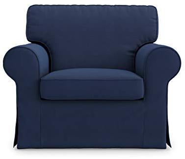 MASTERS OF COVERS Sesselbezug für IKEA EKTORP Sessel – Passgenauer Ersatzbezug, 100% Baumwolle, Handgefertigt, Abnehmbar & Waschbar, Blau
