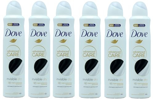 Dove Invisible Dry Antiperspirant Spray provides up to 48 hours of sweat protection and moisturises the skin - 6 x 250ml - Beneficial Packaging