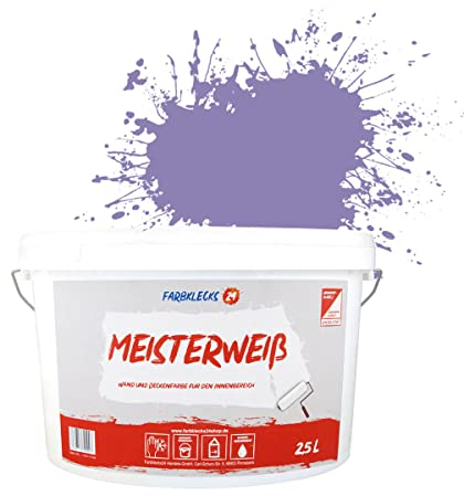 Farbklecks24 Meisterweiß Color, Wandfarbe Lila 2-3 (2,5L),(versch. Farben),hohe Deckkraft
