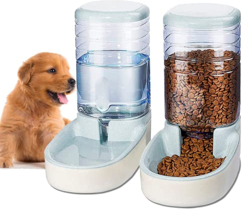 Edipets, Dispenser Cibo Gatti, Cani, Automatico, 2 Unità, 3.8L, Dispenser di Crocchette e Acqua per Animali Domestici (Grigio)