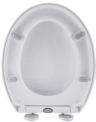 Toilettendeckel Toilettensitz mit Soft Close Universal Klo Sitz Ein Knopf Schnellverschluss PP Material Antibakterielle Oberfläche Verstellbare 360° Scharniere Kompatibel mit Standard Toiletten