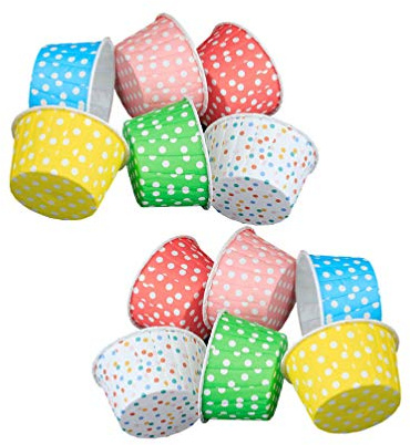 DOITOOL 100Pcs Paper Ice Cream Cups 2Oz Dessert Bowls Polka Dot Design for Yogurt and Sundaes Home Party Supplies