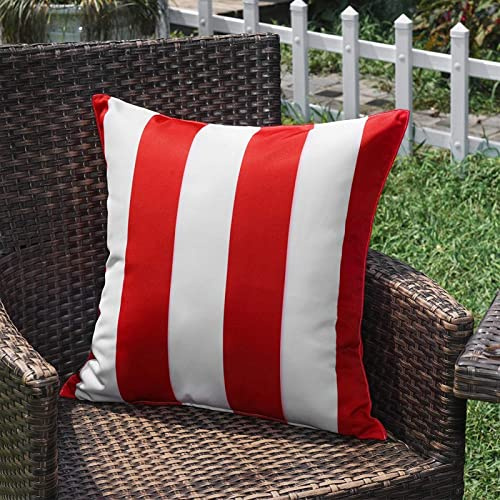 SK Studio 2 Stück Outdoor Kissen Wetterfest Wellen Gestreift Kissenbezug Sofakissen Dekorativ für Garten Sofa Wohnzimmer Bett Streifen Rot, 45x45cm | 45x45cm Wasserfest Sofakissen Dekokissen Kissenhülle für Terrasse Garten Sofa Wohnzimmer, Streifen Rot