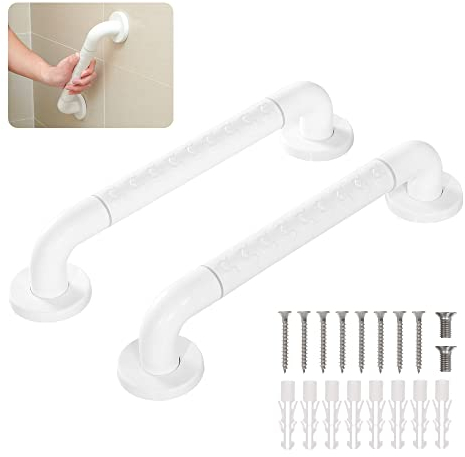 Fanwer 2PCS Bath Grab Rails with Anti-Slip Grip and Safety Luminous Circles,40CM Stainless Steel Bath Handle,Shower Wall Grip Handle Towel Rail.