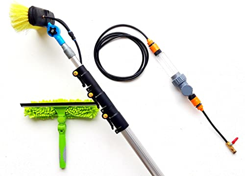 16ft-20ft-24ft Telescopic Water Fed Window Cleaning Pole, Solar Panel Conservatory Cleaner, High Reach Extendable Hose Fed Extended Brush Tool Kit