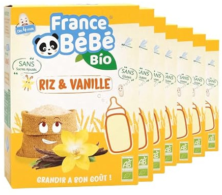FRANCE BéBé BIO - Céréales BIO Riz Vanille pour Bébé dès 4 mois- Lot 7 x 200g