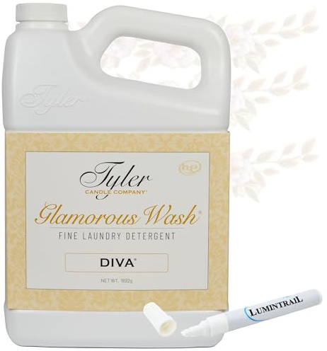 Tyler DIVA Glamorous Wash Laundry Detergent- 64 oz. - With Stain Remover Pen - DIVA Wash Liquid Detergent Designed for Sensitive Fabrics - Hand and Machine Washable