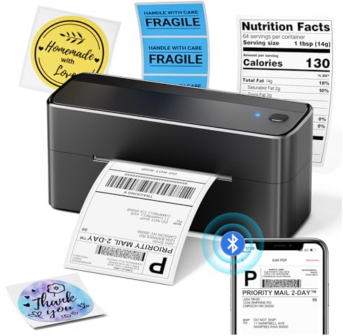 Phomemo Bluetooth Shipping Label Printer, 241BT 4X6 Wireless Thermal Label Printer for Small Business, Labels Printers for Shipping Package, Compatible with iPhone, Android, Amazon, Shopify, Black