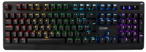 1Life gkb : Mekan RGB PT - Clavier Ordinateur, Clavier Mécanique de Jeu, X Red Switch, PT Layout, RGB Rainbow Backlighting, USB-Type A câble, 24 clés anti-ghosting, pour PC/Windows