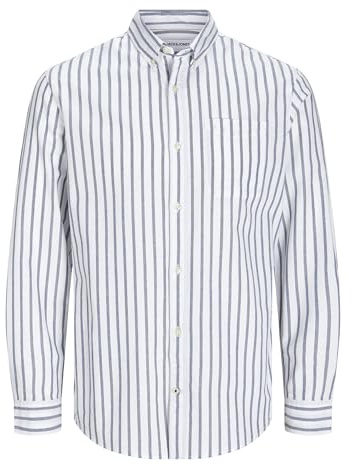 JACK & JONES Jjeoxford Shirt L/S S21 Noos Pls Homme Chemise de loisirs, Blanc-bleu, 5XL