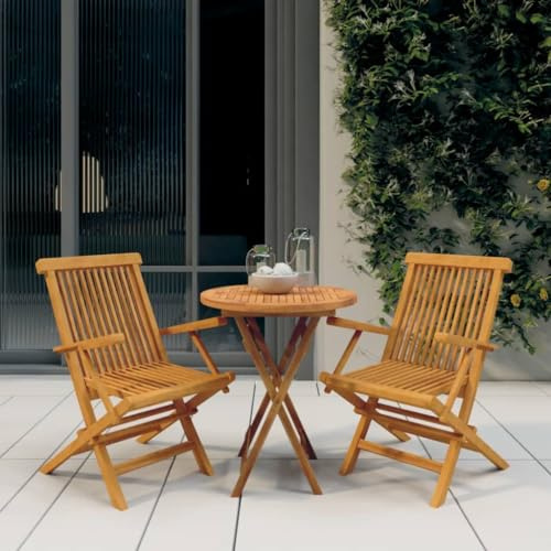 ZQQLVOO Gartenlounge Balkonmöbel Kleiner Balkon Gartensofa 3-TLG. Garten-Essgruppe Massivholz Teak