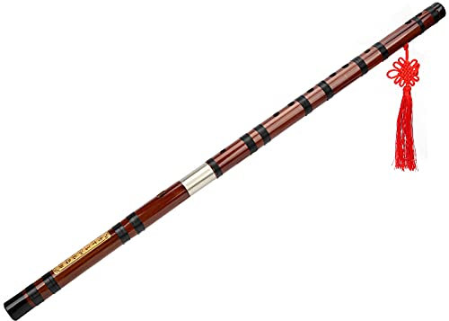 Bambusflöte, C-Dur, Dizi-Bausatz mit Goldenem Geprägtem Korpus, 8 Jahre Trockenes Bitter-Bambusmaterial, Handgefertigtes Traditionelles Chinesisches Instrument mit Membran,