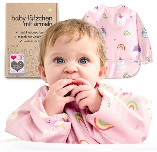 Nombear Baby Lätzchen mit Ärmeln für BLW (6 bis 24 Monate), 1 Packung