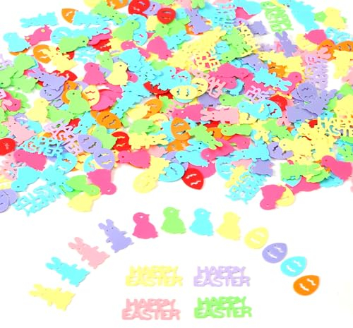 400 Pz Coriandoli di Pasqua, Coriandoli di Carta Coniglio Uovo Forma di Pollo Ripieno per Cesto di Pasqua Riempitore per Cesto di Erba Pasquale Regalo di Pasqua Per Decorazioni per Feste di Pasqua