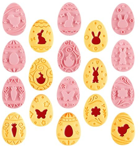 LEEQ Emporte Piece Lapin Paques Set - emporte-pièces de Pâques en Plastique 3D pour œufs de Pâques, Emporte Piece Gateau de Paques Animaux(9pcs)