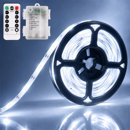 LED Streifen Batteriebetrieben,5M 8 Modi LED Strip Batteriebetrieben | LED Lichtleiste Batterie mit Timer,Dimmbar LED Strip mit Fernbedienung,LED Lichtband Wasserdichte Lichtleisten,Strip Lichter