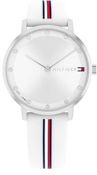 Tommy Hilfiger Zwei-Zeiger-Quarzwerk-Uhr für Damen mit Edelstahlarmband (Glieder- oder Mesh-Armband), aus Leder oder Silikon