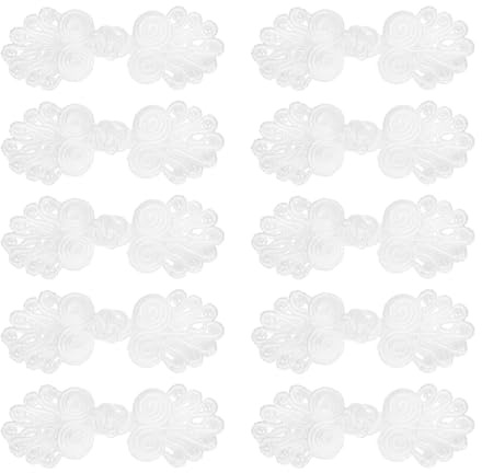 QUARKZMAN 10 Set Chinesische Verschlussknöpfe Chinesische Knoten Froschknöpfe Handgefertigte Nähverschlüsse für Tanganzug Schal Mäntel Pullover Umhang Kostüme Outfit Nähen (Weiß, 60 x 20mm) | Froschknöpfe, handgefertigte Nähverschlüsse für Tang-Anzüge, Schals, Mäntel, Pullover, Capes, Kostüme