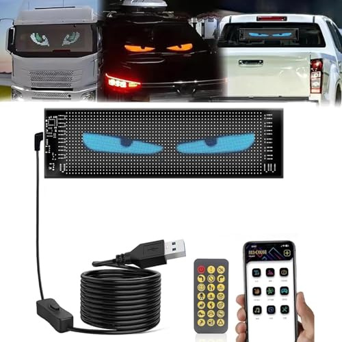 Teufelsaugen-Licht FüR Autos, Led Augen FüR Auto, Bunte Augenlampe Soft Screen FüR Autofenster, Led Augen FüR Autofenster, Diy Auto Dynamische Led Smart Bunte Augenlampe Soft Screen (120 mm X600 mm)