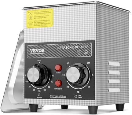 VEVOR Limpiador Ultrasónico 2 L con Temporizador de Calentamiento y Cesta Equipo de Limpieza Ultrasónico Digital Profesional 60 W para Relojes Instrumentos Gafas Monedas Piezas de Metal Plata