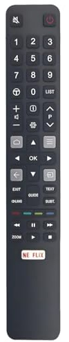 RC802N YU14 Télécommande de rechange pour TCL Smart TV 65C2US 75C2US 43P20US 32S6000S 40S6000FS 43S6000 000FS U65S9906 U43P6006
