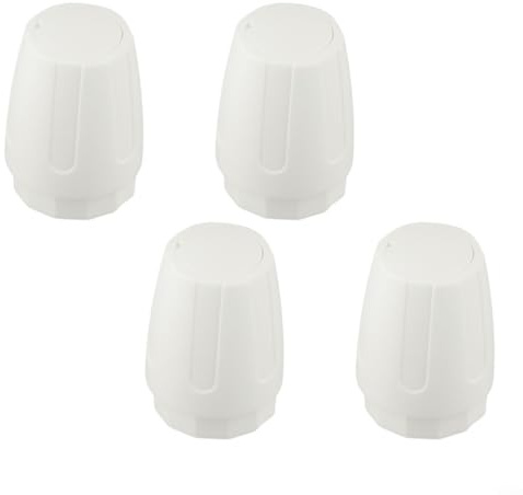 Zilimontt Radiator Valve Cap, Radiator Valve Cap Replacement Rotary-Fit White Plastic Radiator Cap, M30x1.5 Threaded Hand Wheel Switches Accessory For Floor Heating Radiator(Long)