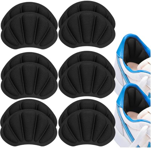 JEYORZY 6 Paar Fersenpolster Schuhe, Fersenschutz Fersenkissen, Schuheinlagen in Schwarz, Unsichtbare Fersenpolster, Antirutsch Einlagen für große Schuhe, Fersenschutzpolster gegen Reibung, Blasen