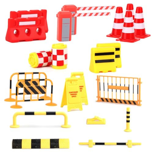 XURJUMI 22 Piezas Accesorios de Simulación de Barricada Pequeño Cono de Seguridad Mini Conos Modelo de Barricada Mini Simulación de Cono de Tráfico Juguete Ligero Conos de Tráfico de Plástico