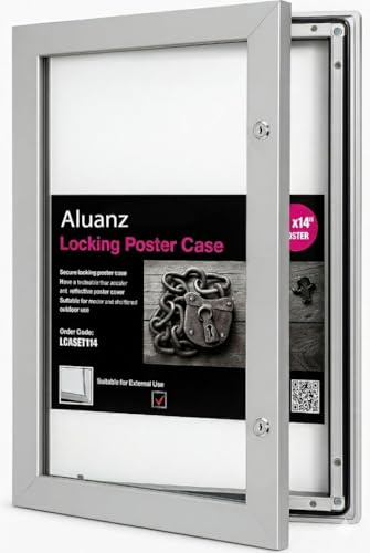 Aluanz Schaukasten Außen, Abschließbar, DIN A1 | Infokasten Wetterfest, Infobox, Plakatschaukasten für Büros, Campingplätze, Hotels, Restaurants, Sportvereine, Wand-Montage