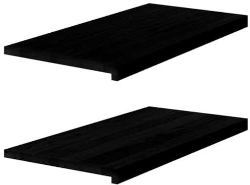 Snsowed Davanzali 2 pz Marrone Scuro 80x40x2 cm Legno Massello Rovere,Davanzali per Finestre,per Interni,Davanzale Interno,Soggiorno,Decorazione-4009198