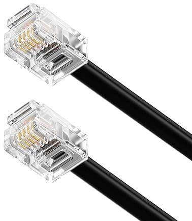 Generico Cavo Telefonico 2 metri RJ11 Modulare 6P4C - Connettore Occidentale, Cavo Piatto per Presa Telefonica, Modem, Router, Fax, ISDN, DSL, VDSL, Internet - Nero