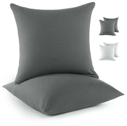 Utopia Bedding Jersey Kissenbezug 80 x 80 cm, 2er Set, Oeko-TEX - Kissenbezüge aus Baumwollmischung mit Umschlagverschluss - Grau (Innenkissen Nicht enthalten), nur Kissenbezug