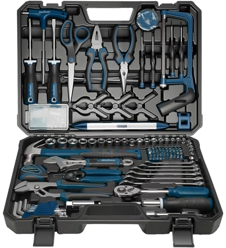 Enventor Tool Kit, 218PCS General Household Hand Tool Set | Complete Basic Home Tool Kit for Homeowner, Diyer, Handyman, with Toolbox Storage Case