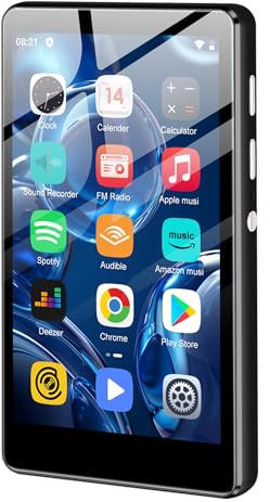 SWOFY Lettore MP3 da 80GB con Bluetooth e WiFi, SWOFY Lettore MP4 Hi-Fi con Touchscreen da 4.0 Pollici, Lettore MP3 Android con Spotify, Amazon Music, Radio FM, Registratore, E-Book, Browser (Nero/Blu
