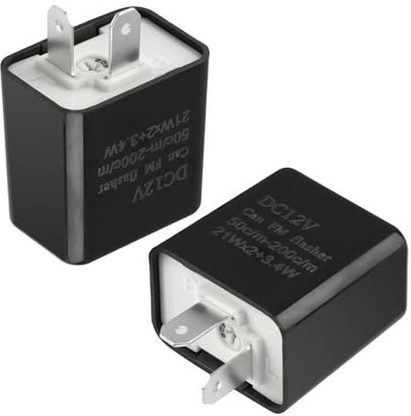 GVSS 2 piezas central para intermitentes de motocicleta de 2 pines, relé intermitente ajustable DC 12 V con engranaje, compatible con LED de motocicleta, carcasa ignífuga de alto rendimiento
