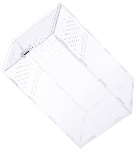 Gatuida Caja de Cría de Reptiles Acrílico Transparente, Nido Ventilado Desmontable, Tamaño 15x15x25 Cm, Terrario Compacto para Reptiles y Anfibios, Suministros para Mascotas