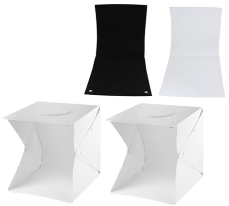 OSALADI Light Box Fotografico Portatile LED 30Cm con 2 Strisce Luminose e Fondali Nero e Bianco per Foto di Piccoli Oggetti Kit Scatola Luminosa per Fotografia Accessori Gioielli e