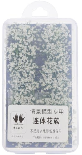 Healeved Grappe de Fleurs Miniatures Blanches pour Modèle de Paysage Statique Groupes de Végétation à Fleurs Réalistes Herbe Décorative Légère et Solide pour Décor de Maquette Extérieure