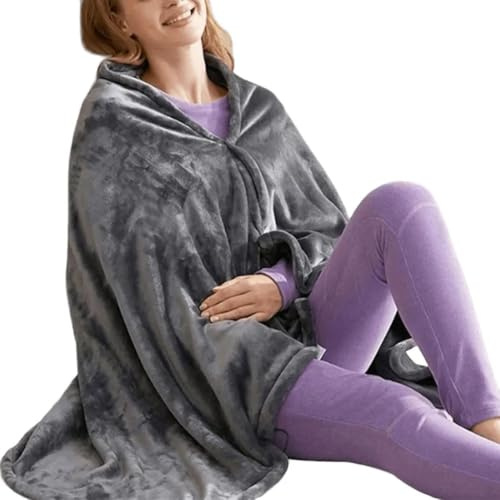 Crepundia Portable Heated Shawl, USB Elektrische Heizdecke 3 Heizstufen Fleece Tragbare Cape Schnell Pad